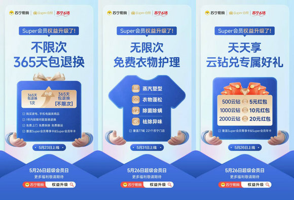 365天不限次數包退換蘇寧易購會員升級
