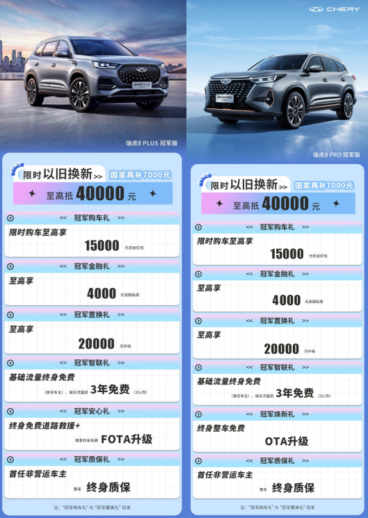 全國(guó)限時(shí)1個(gè)月！瑞虎8冠軍家族火拼618，15000元紅包等你來搶