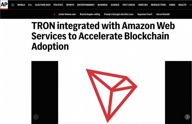 金融時報：波場TRON集成亞馬遜云計算 加速區塊鏈全球應用
